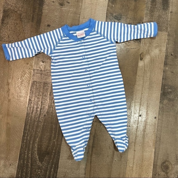 Hanna Anderson Blue Striped Footed Sleeper size 0-3 month - Picture 1 of 8